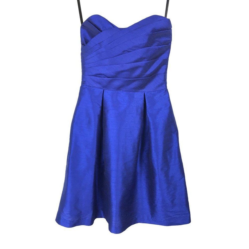 Alfred Sung Royal Blue Strapless Flare Dress Size 8